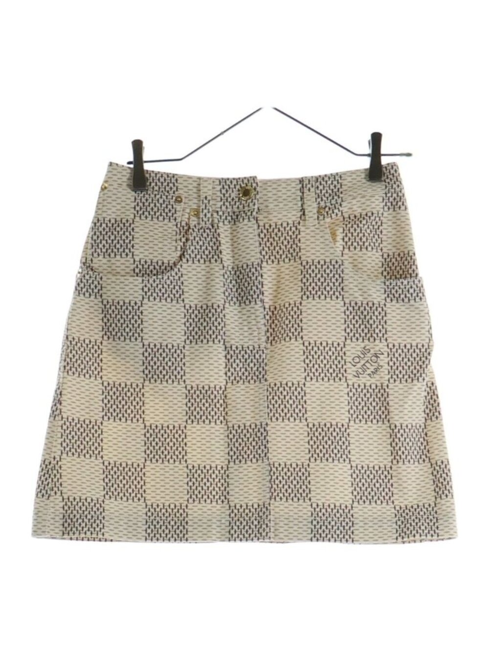 Louis Vuitton Damier All Over Print Skirt Cotton Logo White